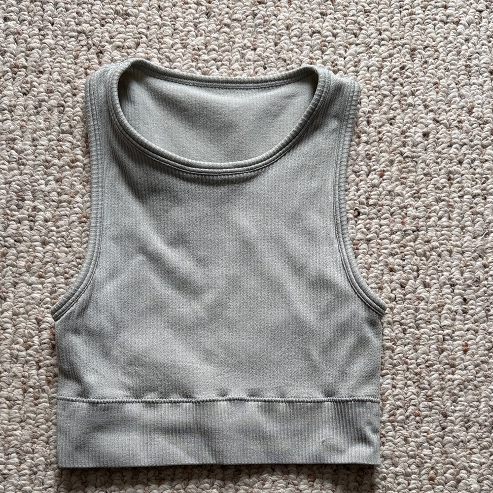 Gray Ribbed Crop Top - Picture 1 of 4